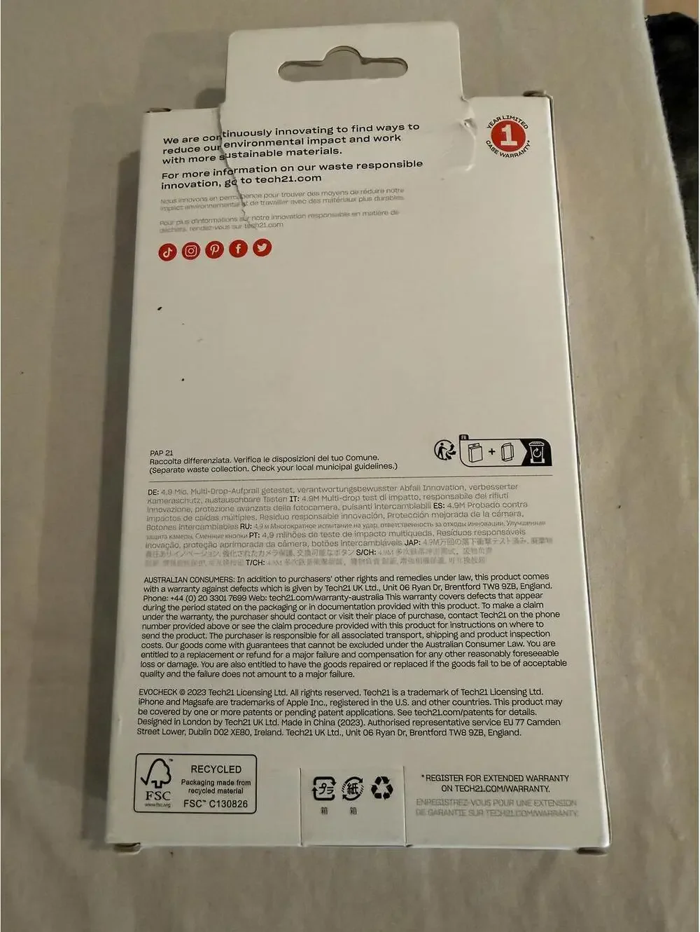 Tech21 Evocheck Black iPhone 15 Pro Max case